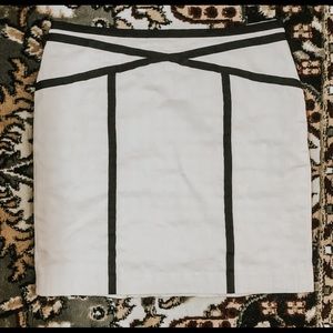 Ann Taylor White Skirt with Black Stripes